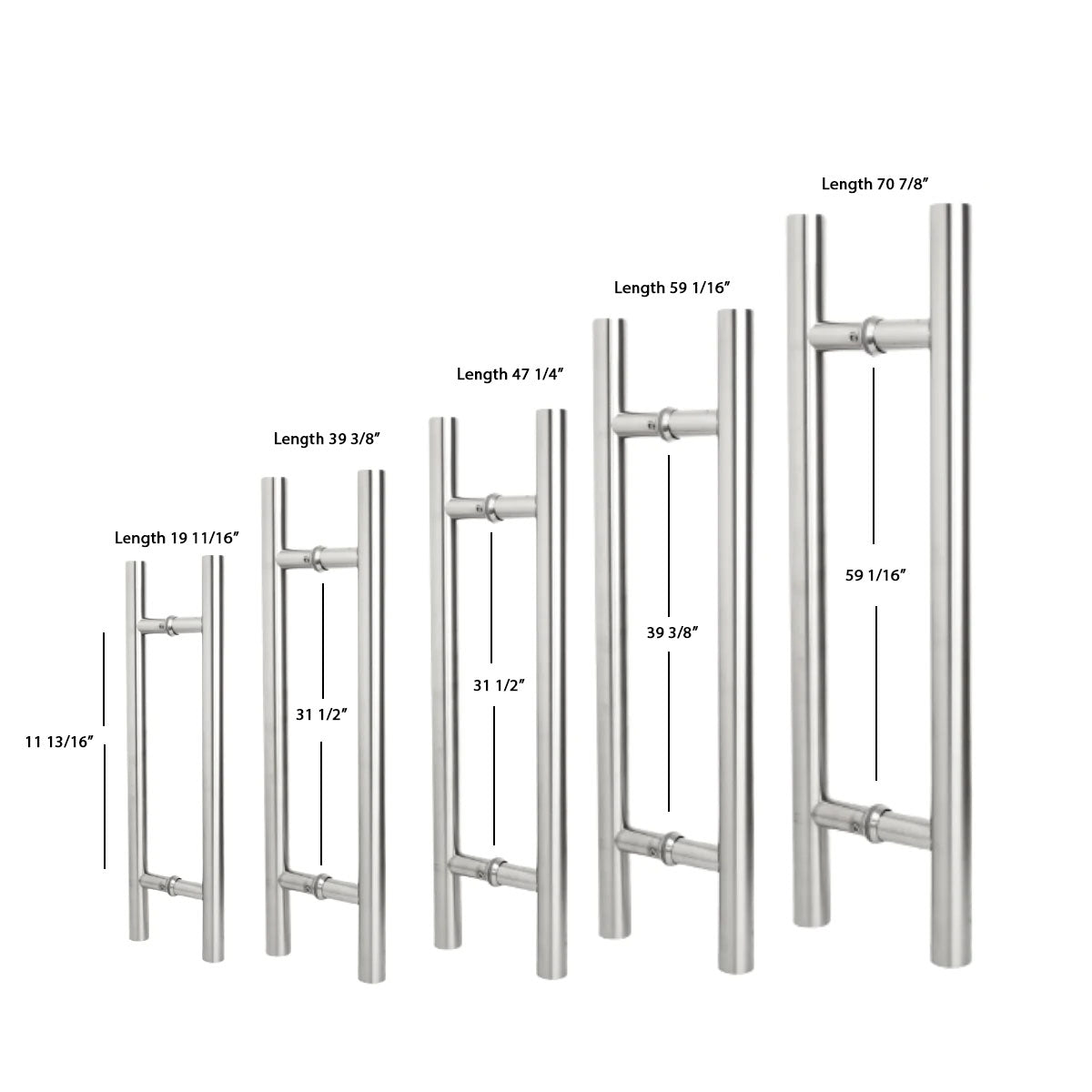 Door Handle H Shape Various Sizes